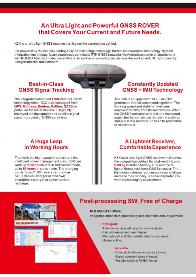 ১৭৬০ টি চ্যানেল কোলিদা কে৩ আরটিকে জরিপ সরঞ্জাম উচ্চ নির্ভুলতা জিপিএস রিসিভার 2